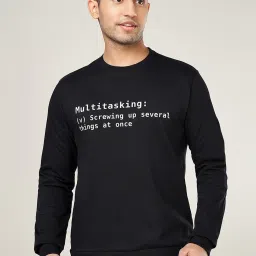 People By Pantaloons Black Cotton Regular Fit Printed Sweatshirt image 1