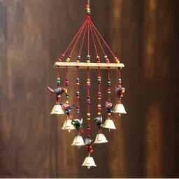 eCraftIndia Handcrafted Decorative Parrot Wall/Door/Window Hanging Bells image 2