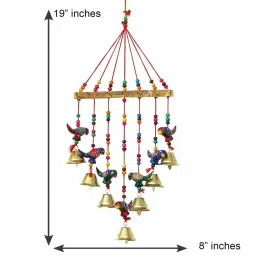 eCraftIndia Handcrafted Decorative Parrot Wall/Door/Window Hanging Bells image 5