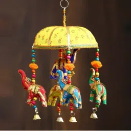 eCraftIndia Handcrafted Decorative Elephant Wall/Door/Window Hanging Bells image 1