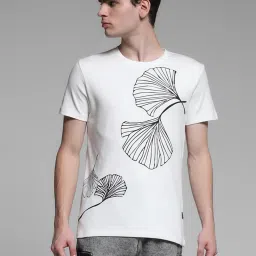 Jack & Jones White Cotton Regular Fit Printed T-Shirt image 1