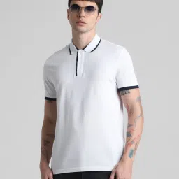 Jack & Jones White Cotton Slim Fit Polo T-Shirt image 1