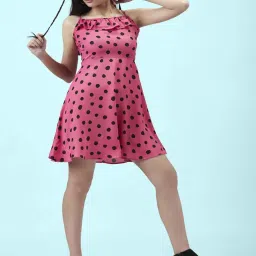People by Pantaloons Pink Polka Dots Skater Dress image 4