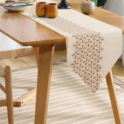 Urban Space Taupe Cotton 200 GSM 6 Seater Dining Table Runner image 1