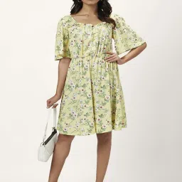 Honey by Pantaloons Yellow Printed A-Line Dress image 4