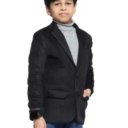 TAHVO Kids Pitch Black Slim Fit Full Sleeves Blazer image 4