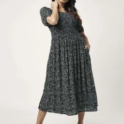 Honey by Pantaloons Black Floral Print A-Line Dress image 4