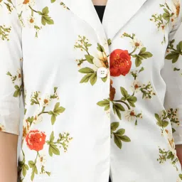 showoffff SHOWOFF Off White Floral Print Blazer image 4
