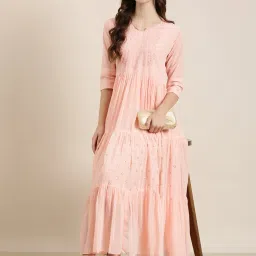 showoffff SHOWOFF Peach Regular Fit Midi Dress image 4