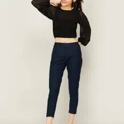 Colour Me by Melange Navy Cotton Jeggings image 4