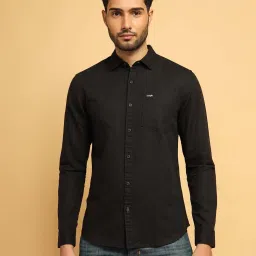 Wrangler Black Regular Fit Cotton Linen Shirt image 1