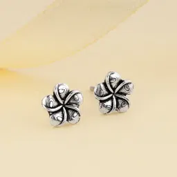 GIVA Oxidised 925 Silver Floral Affection Stud Earrings image 1