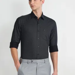 Arrow Black Cotton Slim Fit Printed Shirt image 1