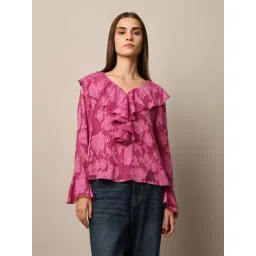 Only Pink Self Design Top image 2