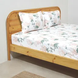 Westside Home Pink Floral Double Bed Flat Sheet & Pillowcase Set image 1