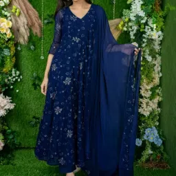 Label Shaurya Sanadhya Imperial Blue Anarkali Set image 1