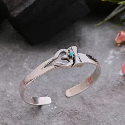 Ahilya Jewels 92.5 Sterling Silver Om Trishul Flexible fit Bangle for Women image 1