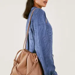 Accessorize London Ruched Mink Solid Medium Shoulder Handbag image 1