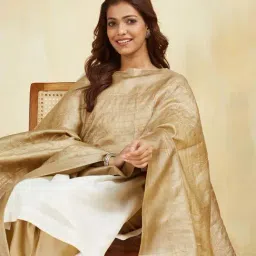 Fabindia Beige Woven Dupatta image 4