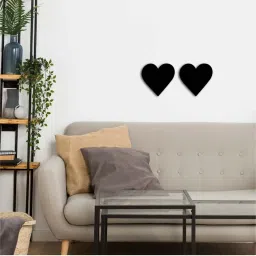 eCraftIndia Set of 2 'Hearts' Black Engineered Wood Wall Art Cutout, Ready to Hang Home Decor image 2