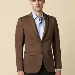Allen Solly Brown Slim Fit Textured Blazer image 1