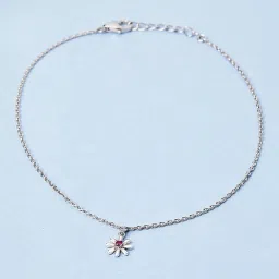 Mia by Tanishq Petite Daisy Silver Anklet for Women image 1