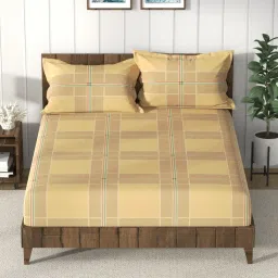 Nautica Bristol Checks Multicolor 150 TC King Bedsheet with 2 Pillow Covers image 1