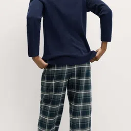 Marks & Spencer Pure Cotton Checked Loungewear Bottoms image 2