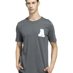 Adidas Grey Cotton Regular Fit Sports T-Shirt image 1
