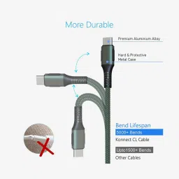Portronics Konnect CL 18W POR-1067 Type-C 8 Pin USB 1.2M Cable (Green) image 4