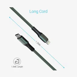 Portronics Konnect CL 18W POR-1067 Type-C 8 Pin USB 1.2M Cable (Green) image 5