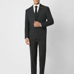 Van Heusen Black Slim Fit Printed Three Piece Suit image 1