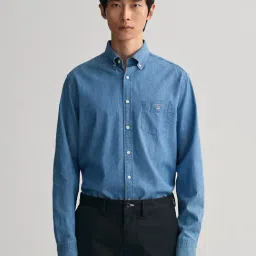 GANT Blue Cotton Regular Fit Shirt-image-50