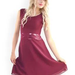 Belle Fille Wine Embellished Dress image 1