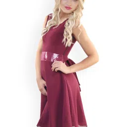 Belle Fille Wine Embellished Dress image 3