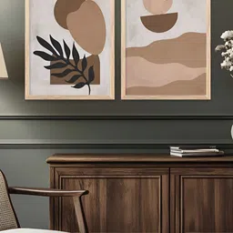 Kotart Brown & Beige 2 Pieces Printed Wooden Wall Arts image 2