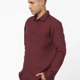 celio Celio* Maroon Cotton Regular Fit Shirts image 3