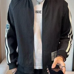 StyleCast Men Mock Collar Striped Casual Bomber Jacket image 3