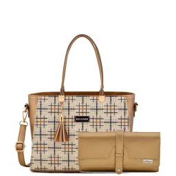 Bellissa Golden Checks Medium Handbag with Wallet Combo-picture-7