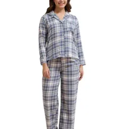 Amante Blue Cotton Checks Nightsuit-picture-32