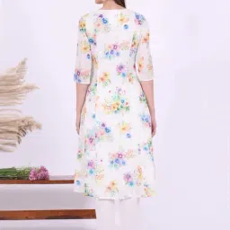 Aurelia White Pure Cotton Floral Kurta image 4
