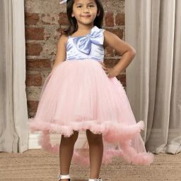 Ministitch Girls Baby Pink Flared Fit Party Dress-picture-13