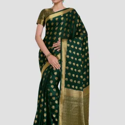 Mimosa Green Woven Mysore Silk Saree With Unstitched Blouse image 1