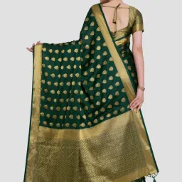 Mimosa Green Woven Mysore Silk Saree With Unstitched Blouse image 2