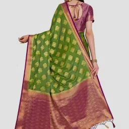 Mimosa Green Woven Mysore Silk Saree With Unstitched Blouse image 2
