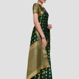 Mimosa Green Woven Mysore Silk Saree With Unstitched Blouse image 3