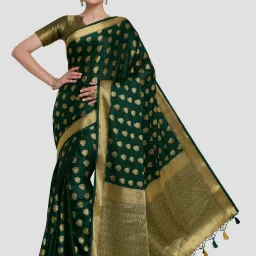 Mimosa Green Woven Mysore Silk Saree With Unstitched Blouse image 4