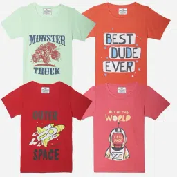 Vimal Jonney Girls Multicolor Printed T-Shirt (Pack Of 4)-image-33