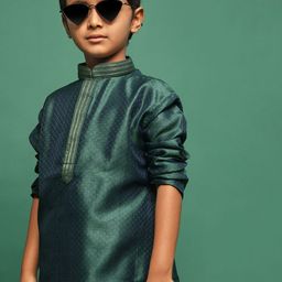 Sangria Boys Deep Green Embellished Kurta-picture-38
