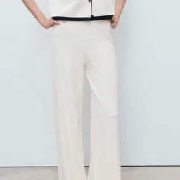 MANGO Women Low-Rise Knitted Wide Leg Trousers-image-85